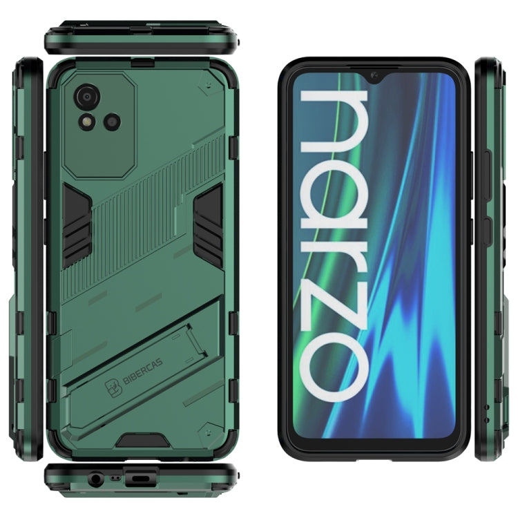 For OPPO Realme Narzo 50i Punk Armor 2 in 1 PC + TPU Shockproof Phone Case with Invisible Holder