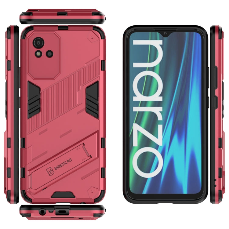 For OPPO Realme Narzo 50i Punk Armor 2 in 1 PC + TPU Shockproof Phone Case with Invisible Holder