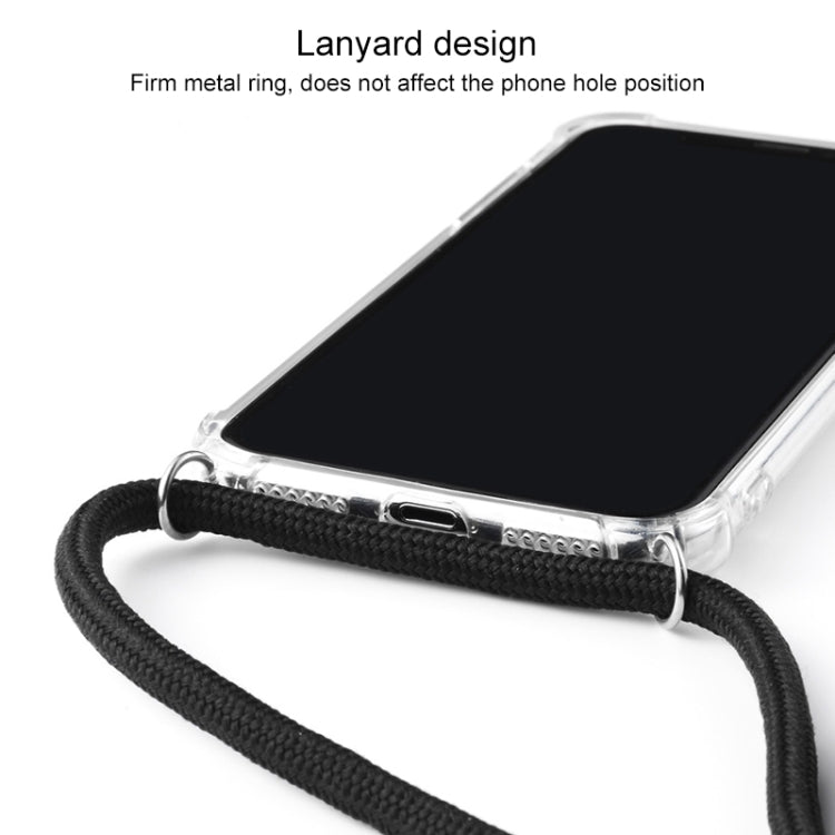 For iPhone 11 Four-Corner Anti-Fall Transparent TPU Mobile Phone Case With Lanyard(Rainbow)