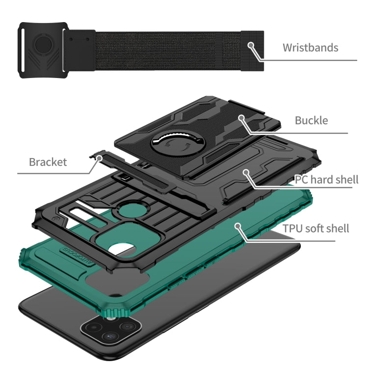 For OPPO A15 Armor Wristband Phone Case