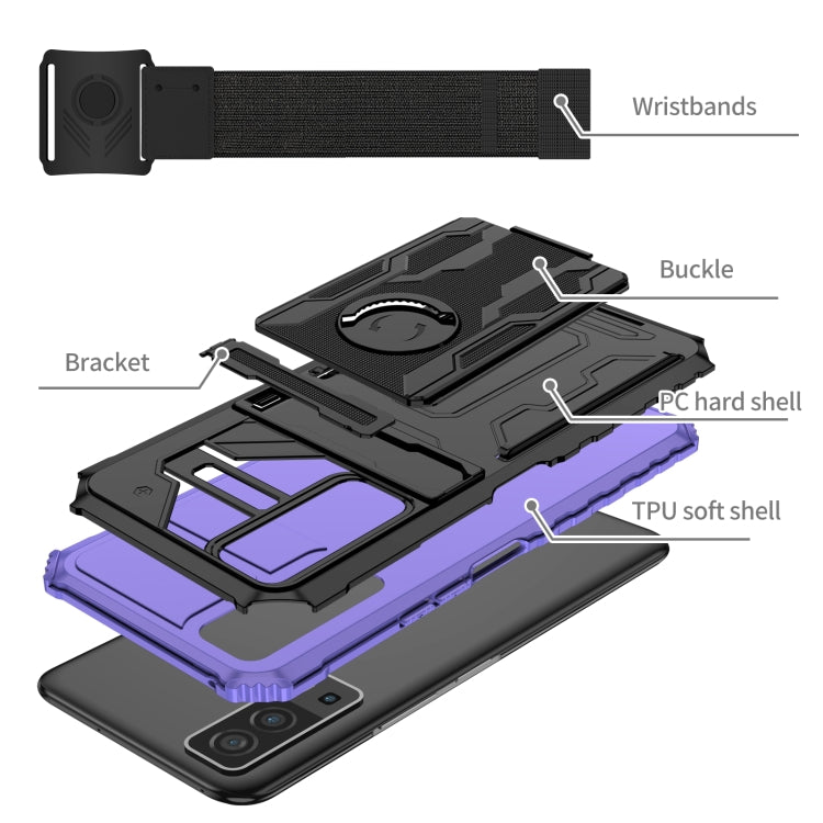 For vivo Y72 5G / Y53s Armor Wristband Phone Case