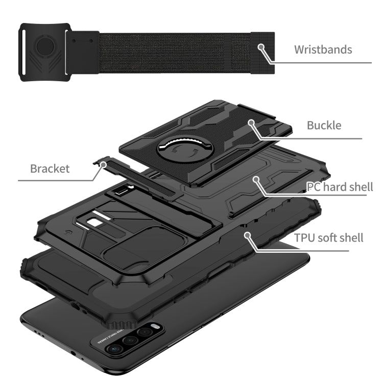 For Xiaomi Poco M3 / Redmi Note 9 4G Armor Wristband Phone Case