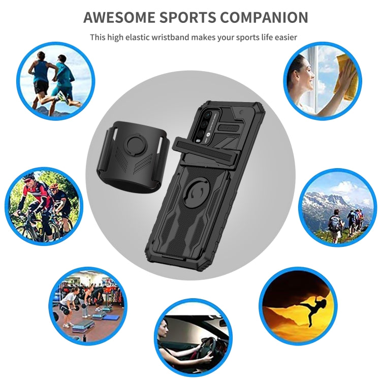 For Xiaomi Poco M3 / Redmi Note 9 4G Armor Wristband Phone Case