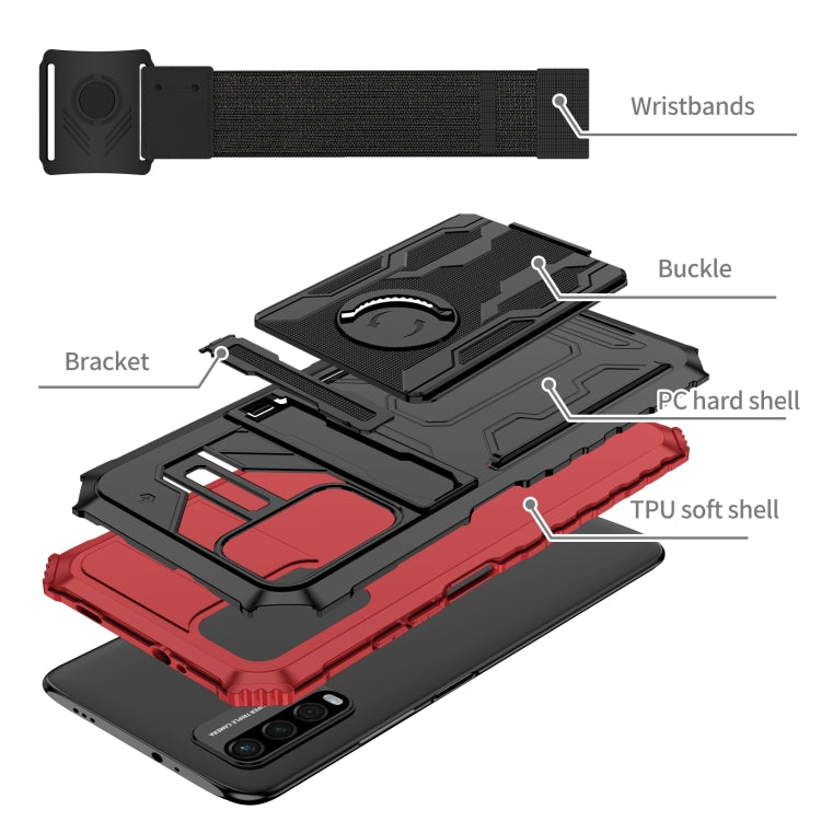 For Xiaomi Poco M3 / Redmi Note 9 4G Armor Wristband Phone Case
