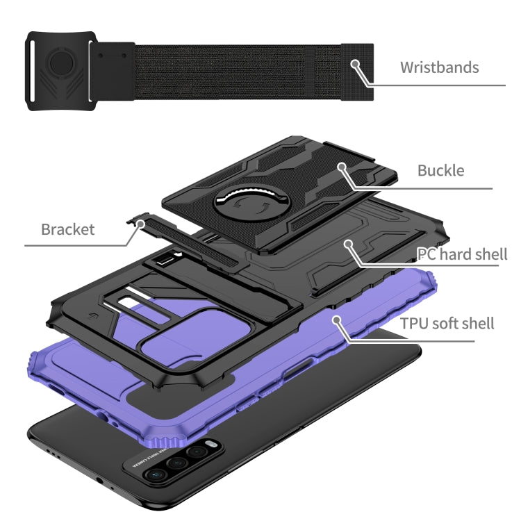 For Xiaomi Poco M3 / Redmi Note 9 4G Armor Wristband Phone Case