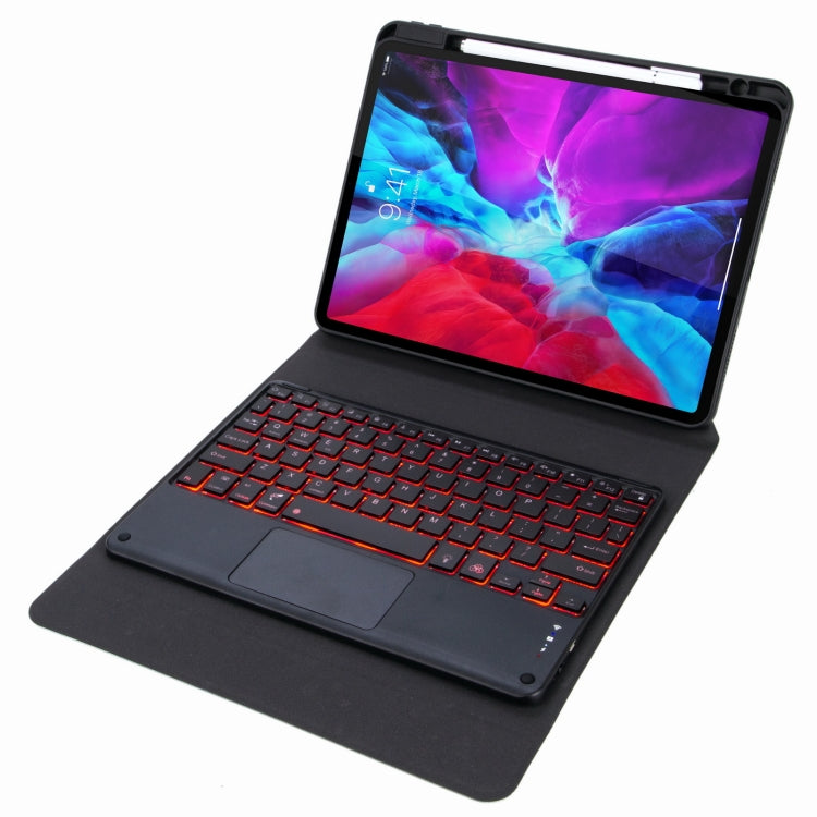 H-102CS Touch Backlight Bluetooth Keyboard Leather Case with Rear Three-fold Holder For iPad 10.2 2020 & 2019 / Pro 10.5 inch