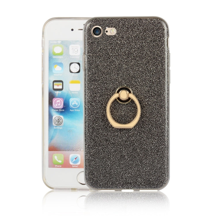 For iPhone 7 / 8 Glittery Powder Shockproof TPU Protective Case with Ring Holder