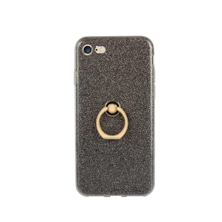 For iPhone 7 / 8 Glittery Powder Shockproof TPU Protective Case with Ring Holder