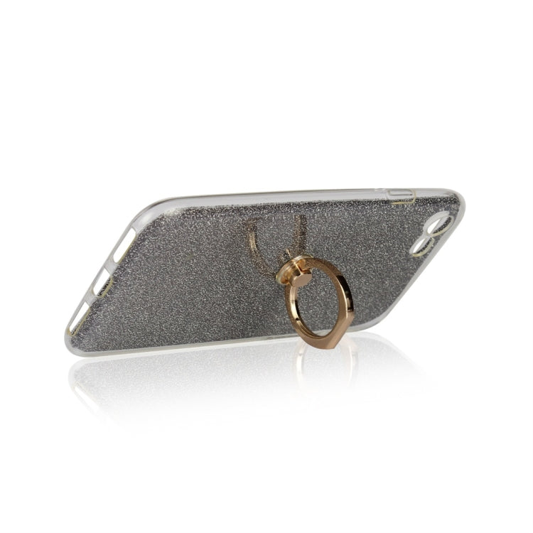 For iPhone 7 / 8 Glittery Powder Shockproof TPU Protective Case with Ring Holder