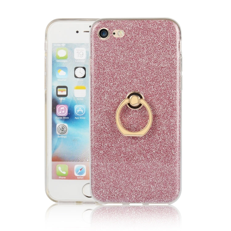For iPhone 7 / 8 Glittery Powder Shockproof TPU Protective Case with Ring Holder