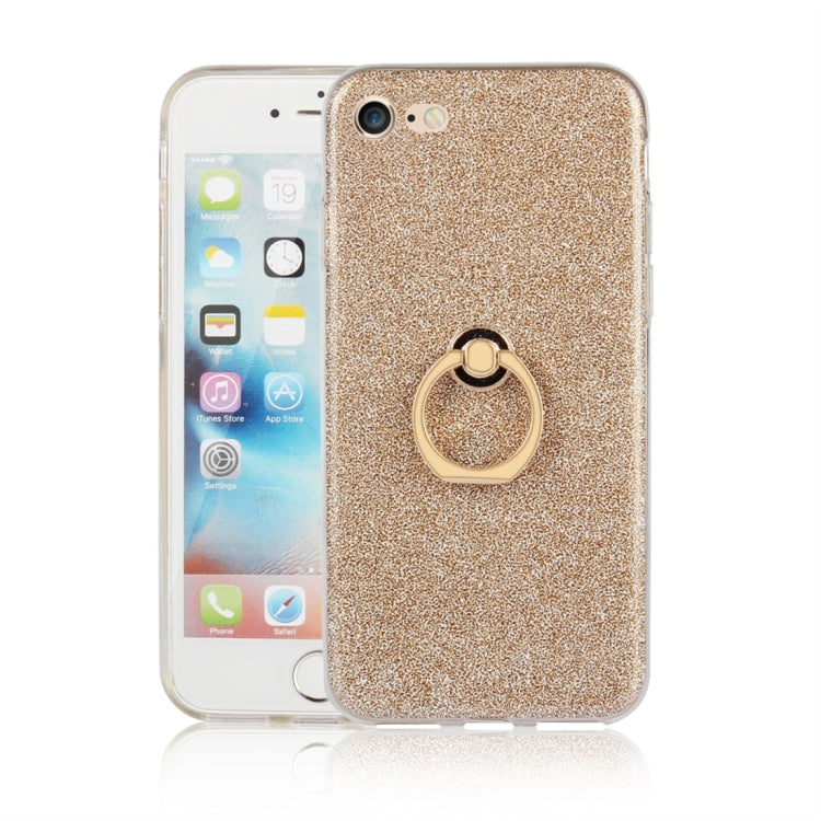 For iPhone 7 / 8 Glittery Powder Shockproof TPU Protective Case with Ring Holder