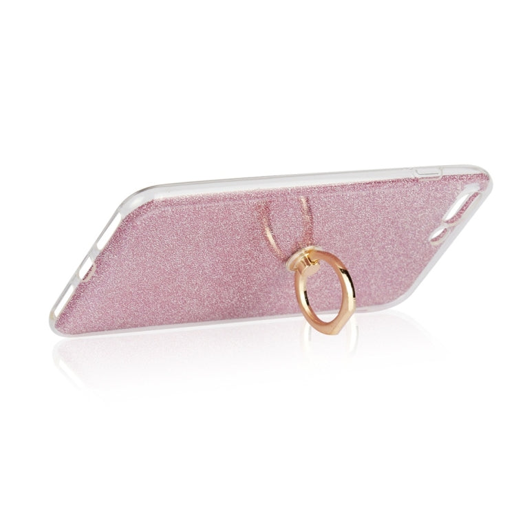 For iPhone 7 Plus / 8 Plus Glittery Powder Shockproof TPU Protective Case with Ring Holder