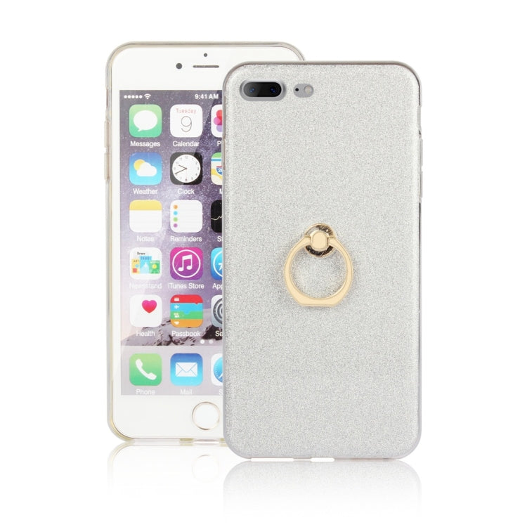 For iPhone 7 Plus / 8 Plus Glittery Powder Shockproof TPU Protective Case with Ring Holder
