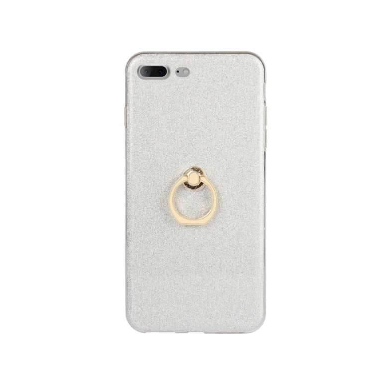 For iPhone 7 Plus / 8 Plus Glittery Powder Shockproof TPU Protective Case with Ring Holder