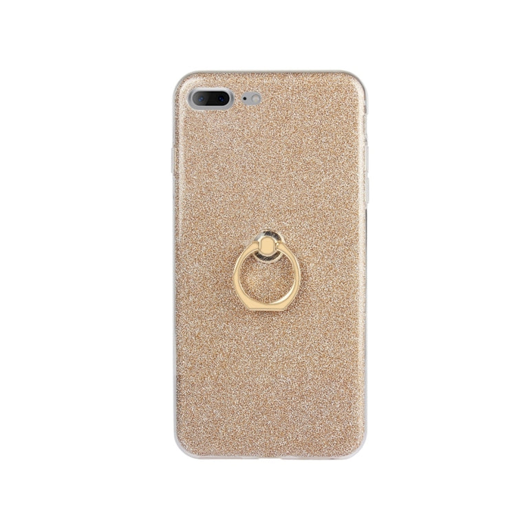 For iPhone 7 Plus / 8 Plus Glittery Powder Shockproof TPU Protective Case with Ring Holder