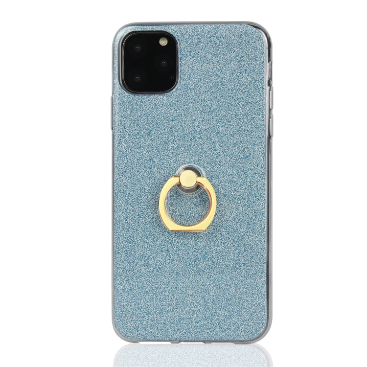 For iPhone 11 Pro Glittery Powder Shockproof TPU Protective Case with Ring Holder