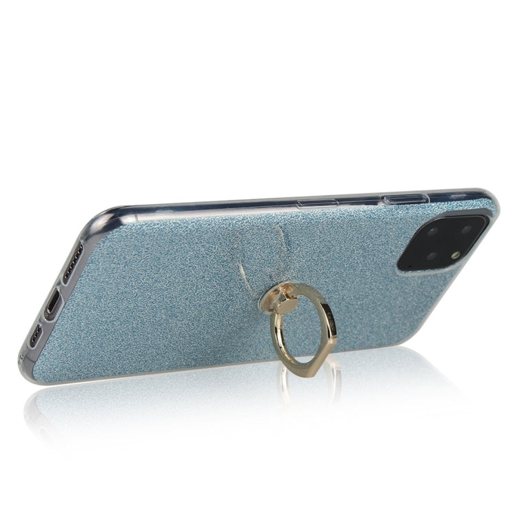 For iPhone 11 Pro Glittery Powder Shockproof TPU Protective Case with Ring Holder