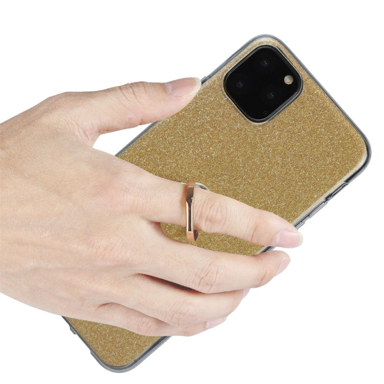 For iPhone 11 Pro Glittery Powder Shockproof TPU Protective Case with Ring Holder