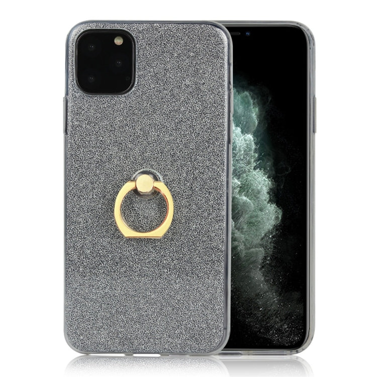 For iPhone 11 Glittery Powder Shockproof TPU Protective Case with Ring Holder
