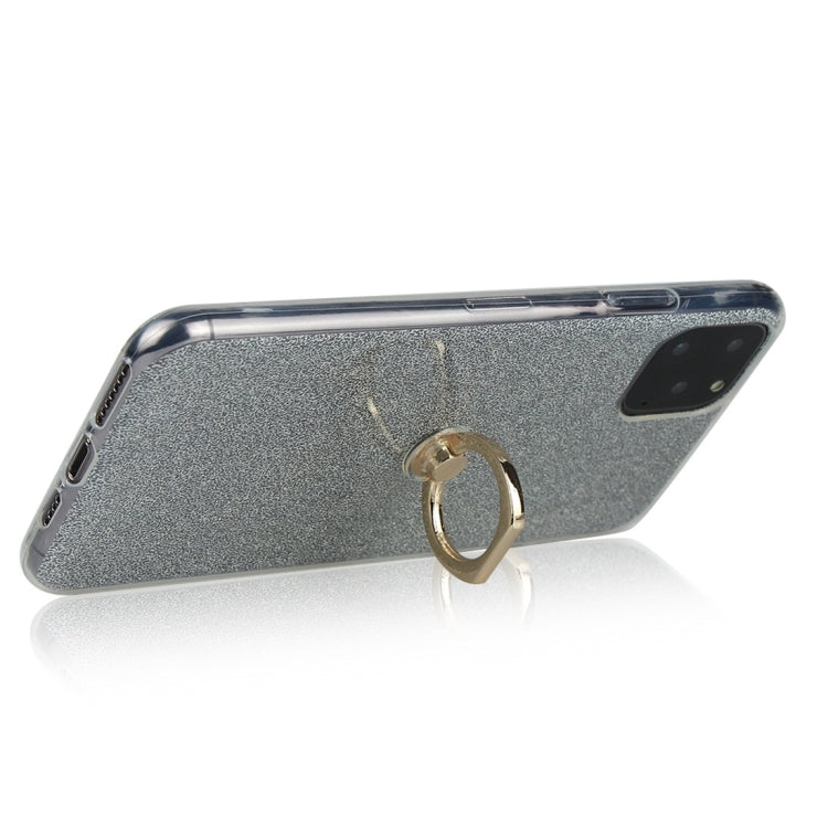 For iPhone 11 Glittery Powder Shockproof TPU Protective Case with Ring Holder