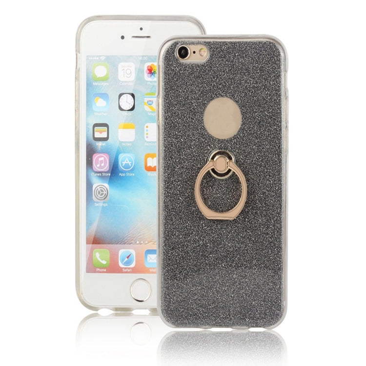 For iPhone 6 Plus / 6s Plus Glittery Powder Shockproof TPU Protective Case with Ring Holder