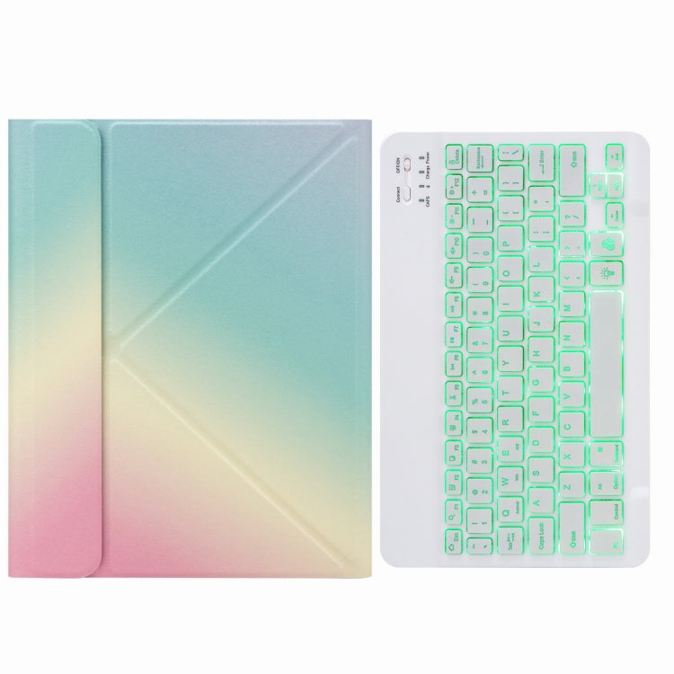 H-102S Monochrome Backlight Bluetooth Keyboard Leather Case with Rear Three-fold Holder For iPad 10.2 2020 & 2019 / Pro 10.5 inch