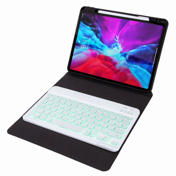 H-109S Monochrome Backlight Bluetooth Keyboard Leather Case with Rear Three-fold Holder For iPad Pro 11 inch 2021 & 2020 & 2018 / Air 2020 10.9