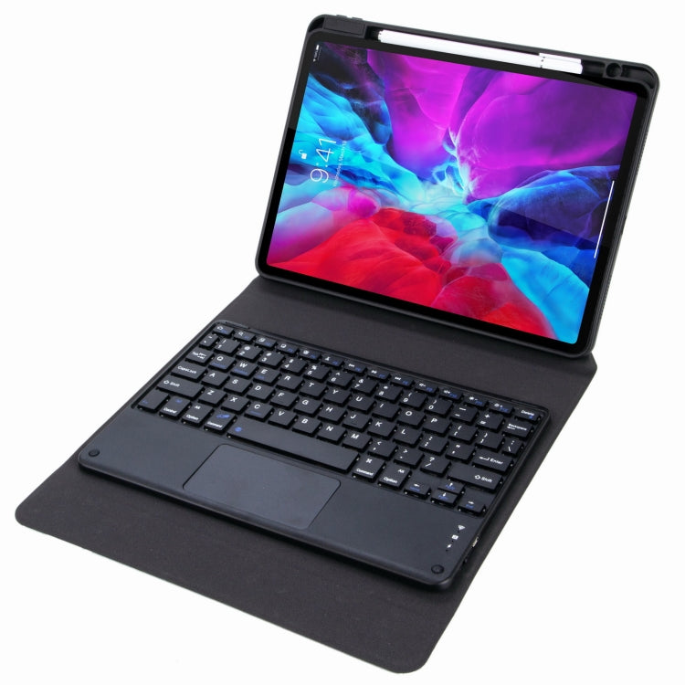 H-097C Touch Bluetooth Keyboard Leather Case with Rear Three-fold Holder For iPad 9.7 2018 & 2017