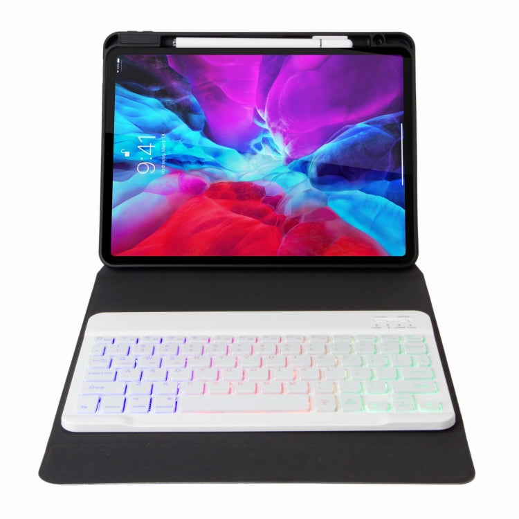 H-109S3 Tri-color Backlight Bluetooth Keyboard Leather Case with Rear Three-fold Holder For iPad Pro 11 inch 2021 & 2020 & 2018 / Air 2020 10.9