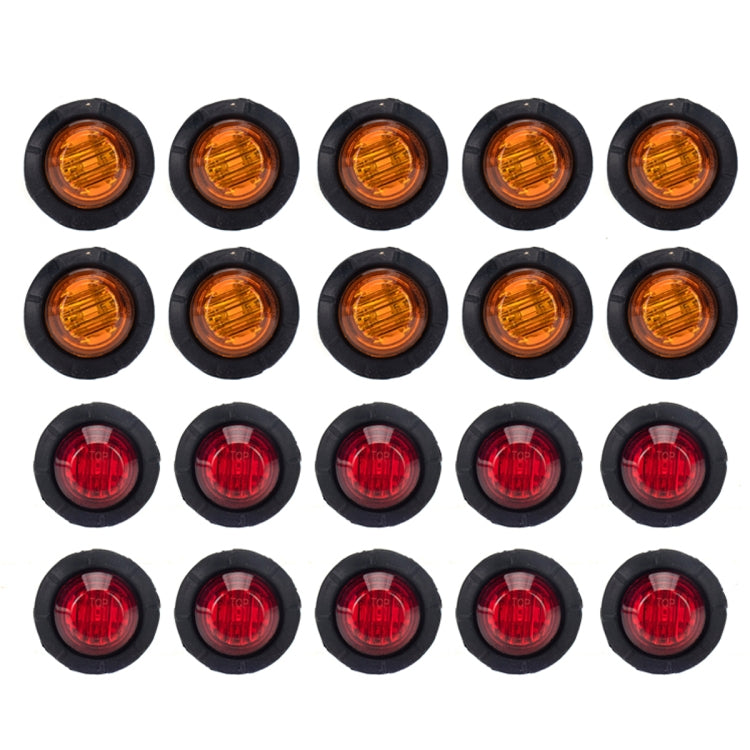 A5014 20 in 1 Red + Amber Light Truck Trailer LED Round Side Marker Lamp