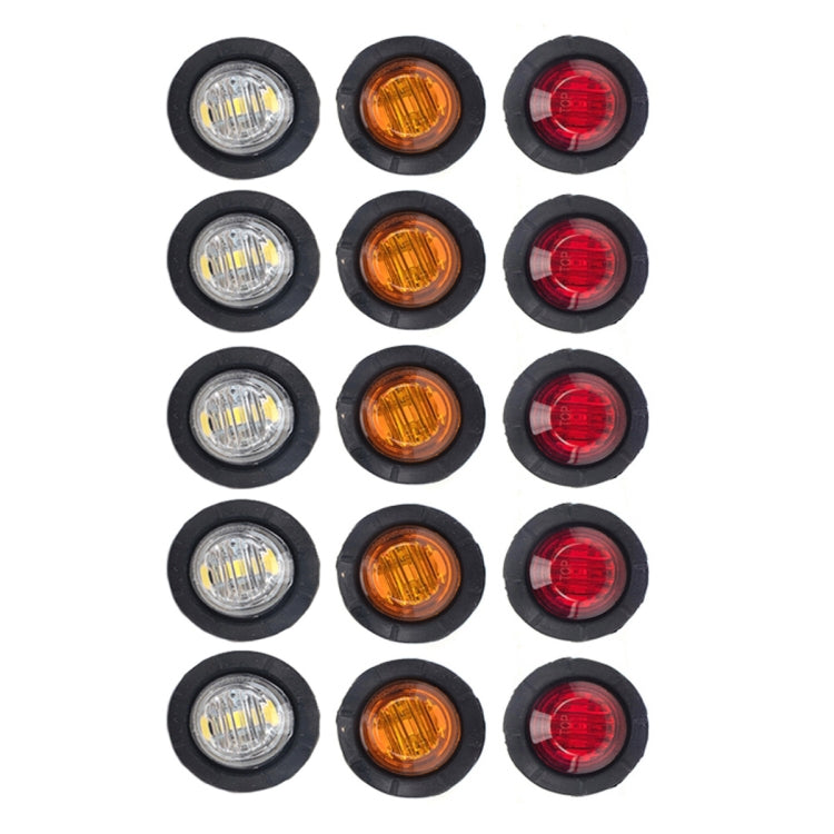 A5015 15 in 1 Red + Amber + White Light Truck Trailer LED Round Side Marker Lamp