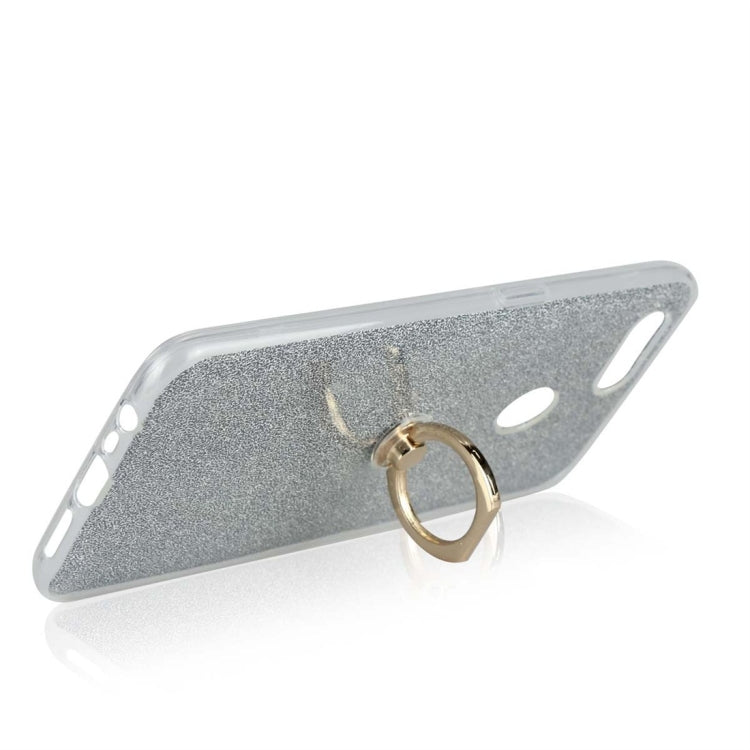 For OPPO A7 Glittery Powder Shockproof TPU Protective Case with Ring Holder