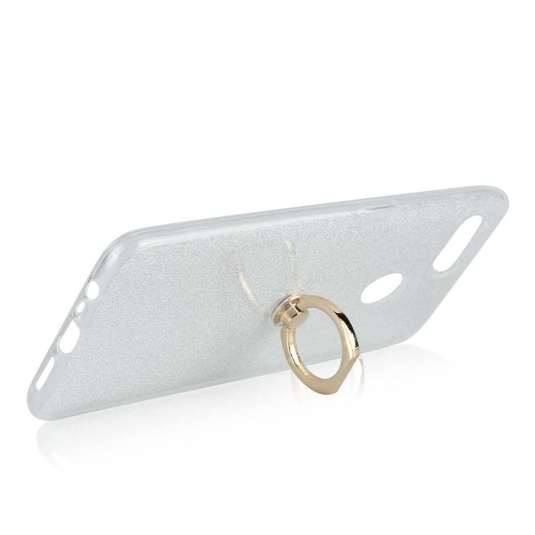 For OPPO A7 Glittery Powder Shockproof TPU Protective Case with Ring Holder