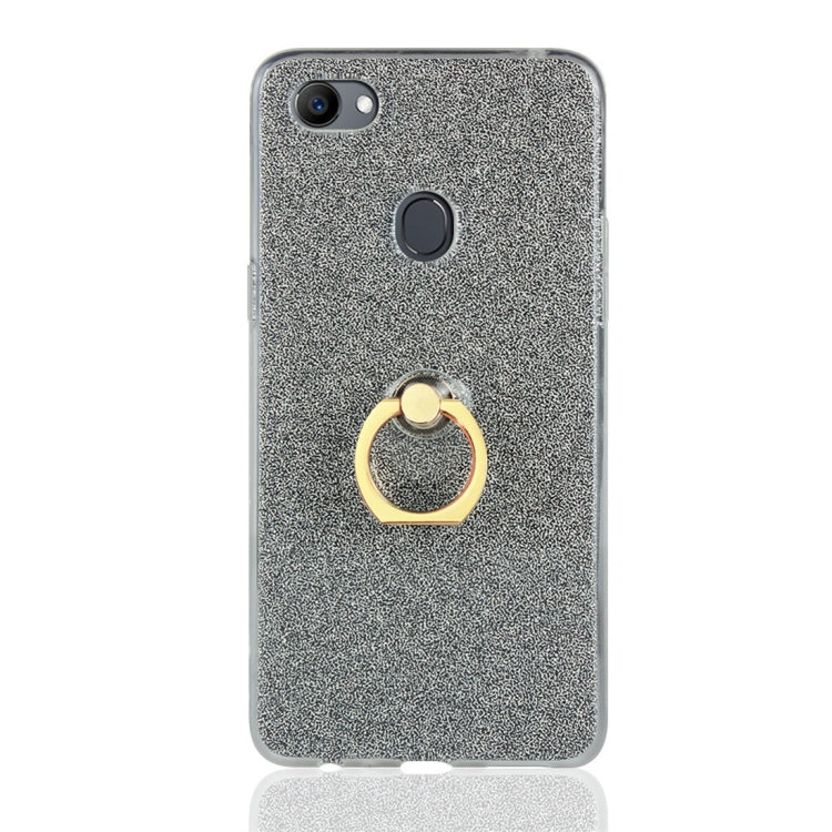 For OPPO F7 Glittery Powder Shockproof TPU Protective Case with Ring Holder