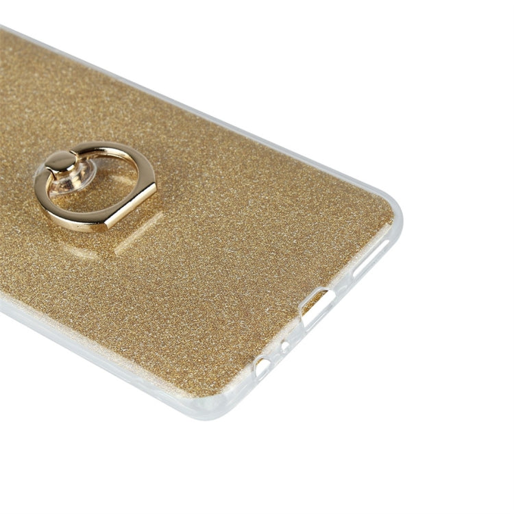 For OPPO F7 Glittery Powder Shockproof TPU Protective Case with Ring Holder