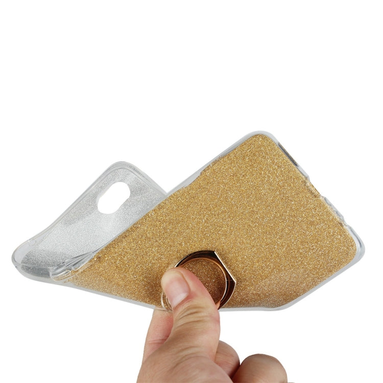 For OPPO F7 Glittery Powder Shockproof TPU Protective Case with Ring Holder