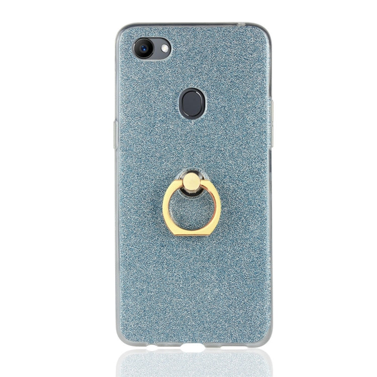 For OPPO F7 Glittery Powder Shockproof TPU Protective Case with Ring Holder