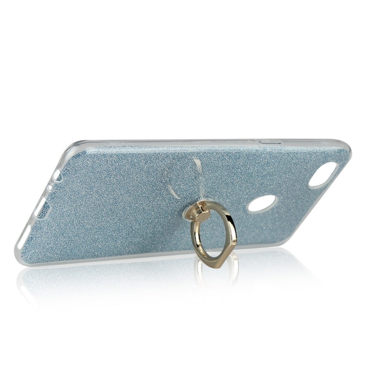 For OPPO F7 Glittery Powder Shockproof TPU Protective Case with Ring Holder