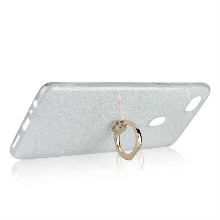 For OPPO F7 Glittery Powder Shockproof TPU Protective Case with Ring Holder