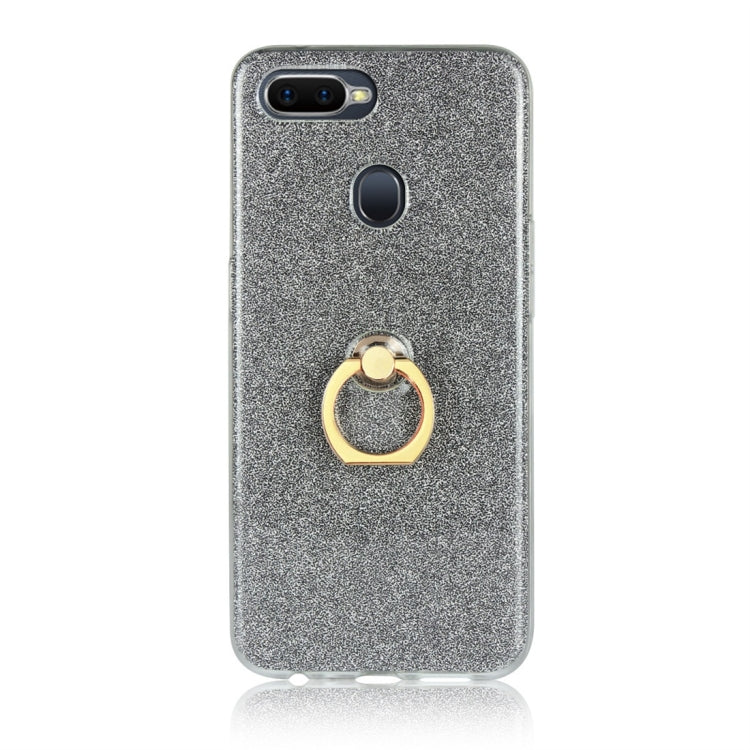 For OPPO F9 Glittery Powder Shockproof TPU Protective Case with Ring Holder
