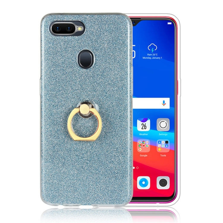 For OPPO F9 Glittery Powder Shockproof TPU Protective Case with Ring Holder
