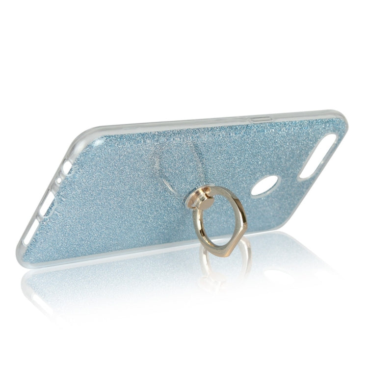For OPPO F9 Glittery Powder Shockproof TPU Protective Case with Ring Holder