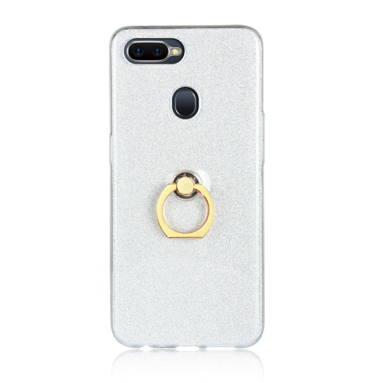 For OPPO F9 Glittery Powder Shockproof TPU Protective Case with Ring Holder