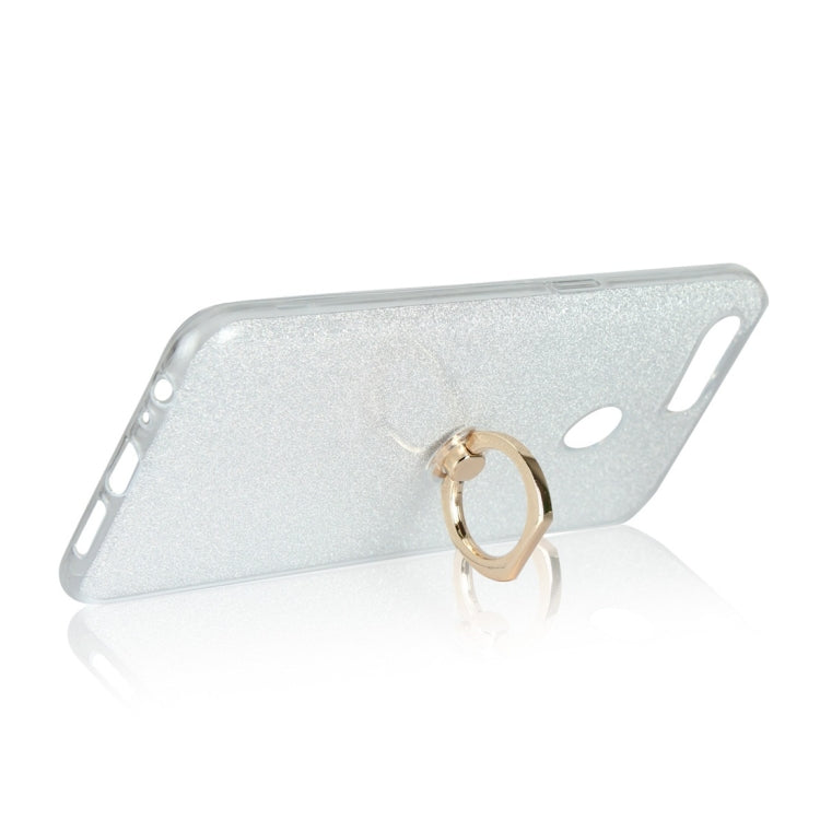 For OPPO F9 Glittery Powder Shockproof TPU Protective Case with Ring Holder