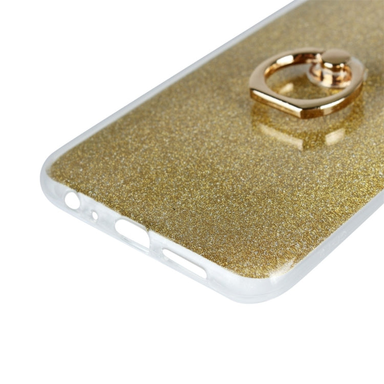 For OPPO F9 Glittery Powder Shockproof TPU Protective Case with Ring Holder