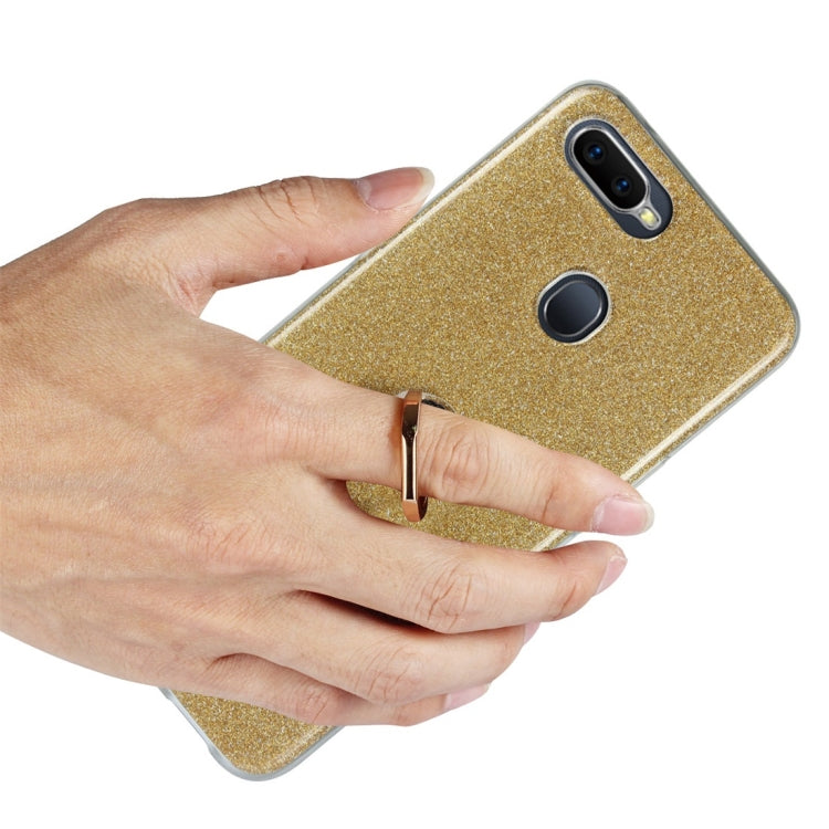 For OPPO F9 Glittery Powder Shockproof TPU Protective Case with Ring Holder