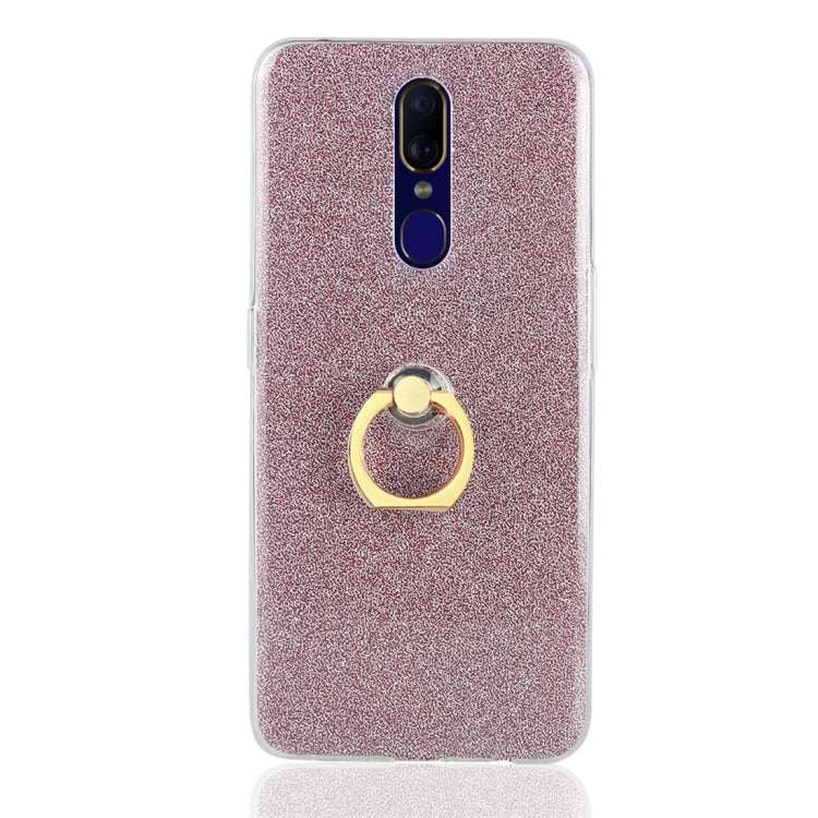For OPPO F11 Glittery Powder Shockproof TPU Protective Case with Ring Holder