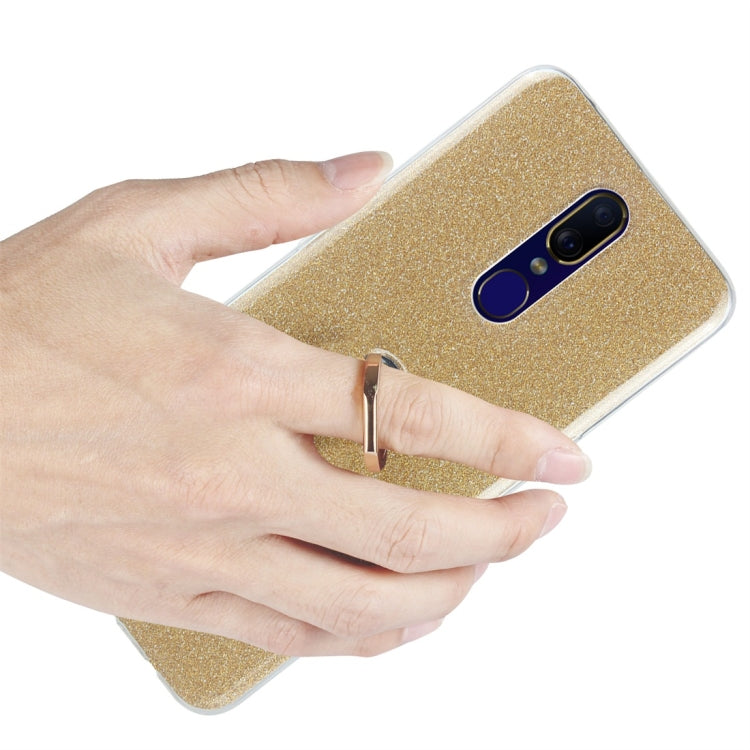 For OPPO F11 Glittery Powder Shockproof TPU Protective Case with Ring Holder