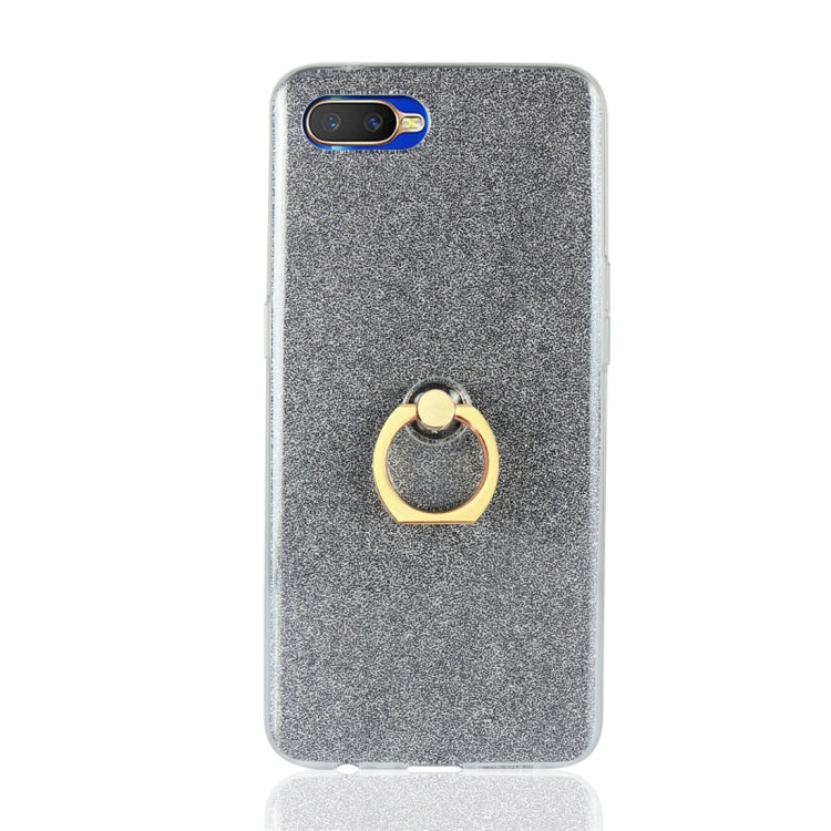 For OPPO K1 Glittery Powder Shockproof TPU Protective Case with Ring Holder