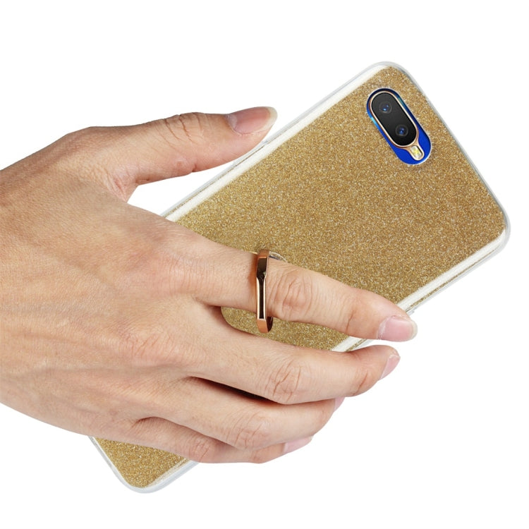 For OPPO K1 Glittery Powder Shockproof TPU Protective Case with Ring Holder